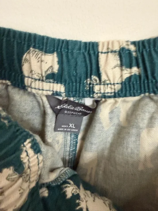 Eddie Bauer Forest Animal Print Lounge Pants in Teal and Cream - Picture 5 of 5